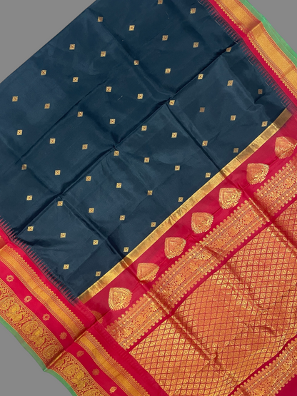 Midnight Black Pure Silk Saree | Diwali Exclusive