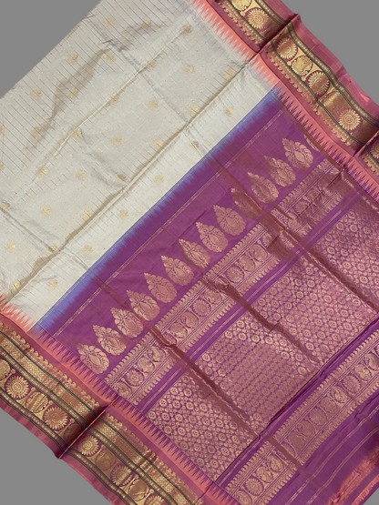 Sandal Cream Pure Silk Saree | Diwali Exclusive