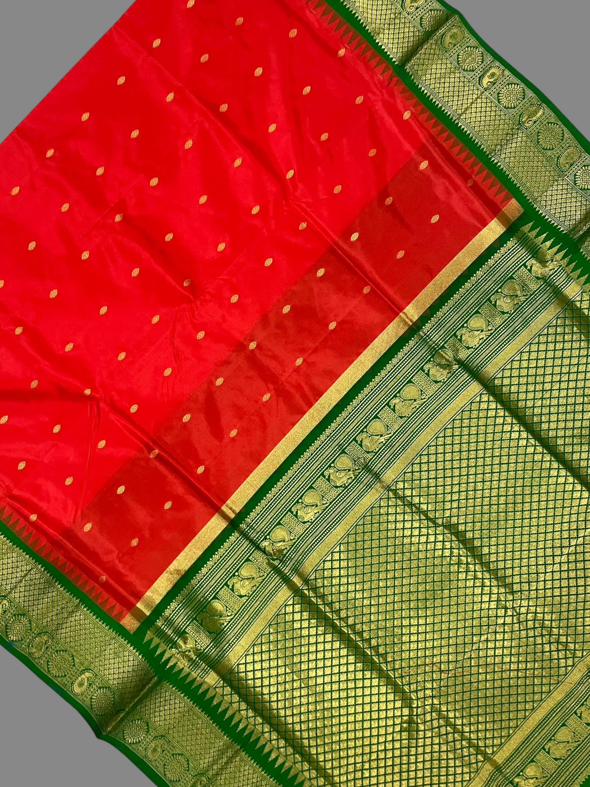 Vermilion Red Pure Silk Saree | Diwali Exclusive