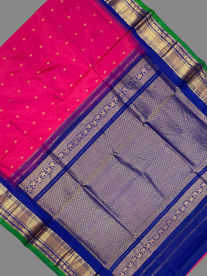 Dark Pink Pure Silk Saree | Navratri Exclusive