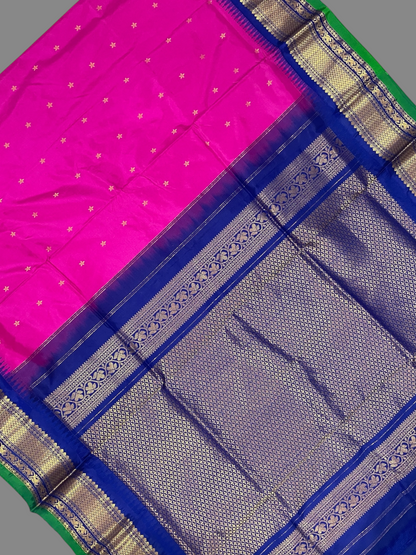 Rani Pink Pure Silk Saree | Navratri Exclusive
