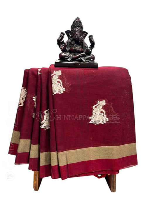 Narayanpet  Red  Brown Cotton Sarees CS41
