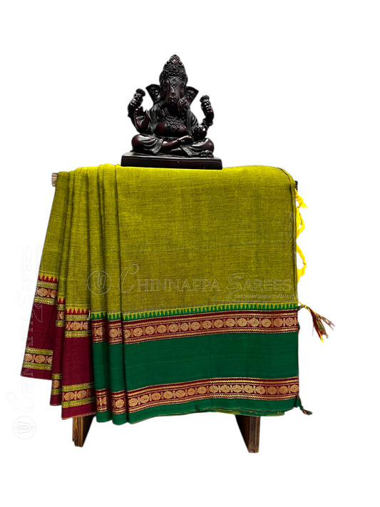 Narayanpet  Mehendi Green Cotton Sarees CS25