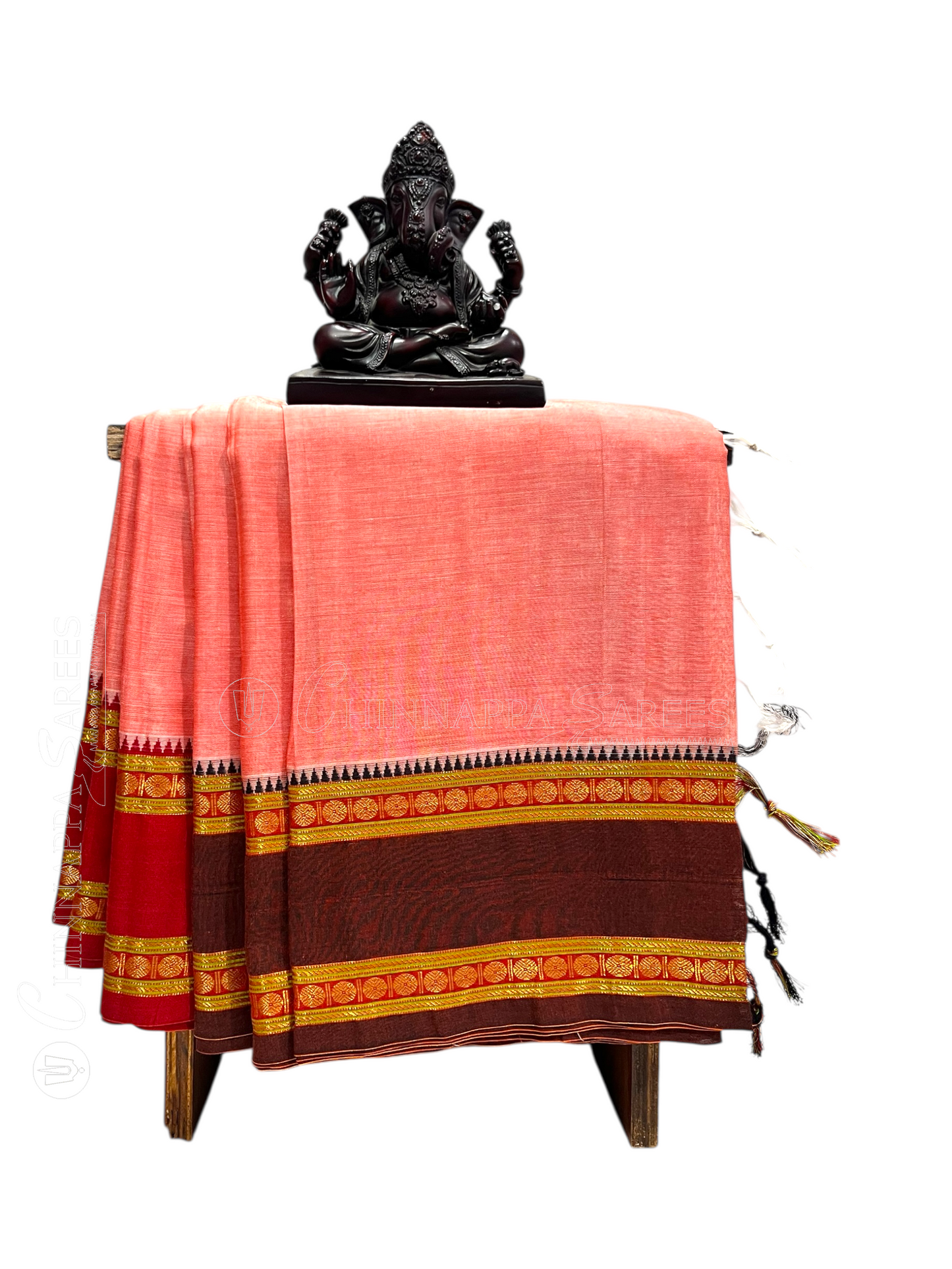Narayanpet  Peach Cotton Sarees CS19