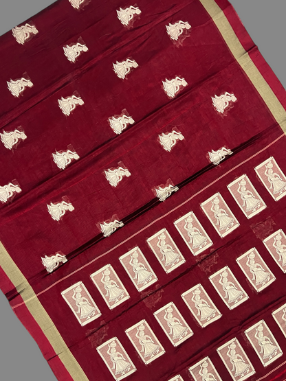 Narayanpet  Red  Brown Cotton Sarees CS41