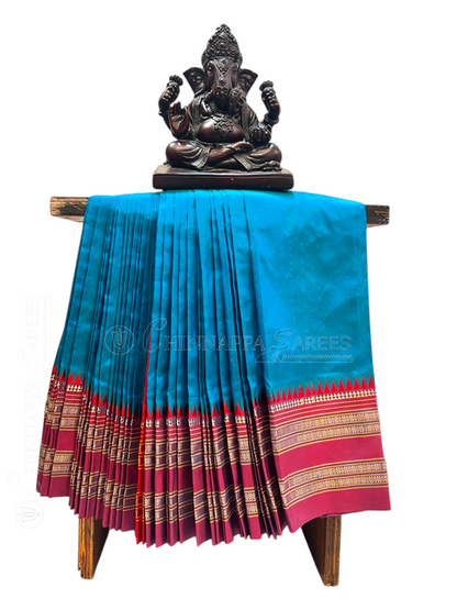 Narayanpet Plain Rama Blue Pure Silk Saree