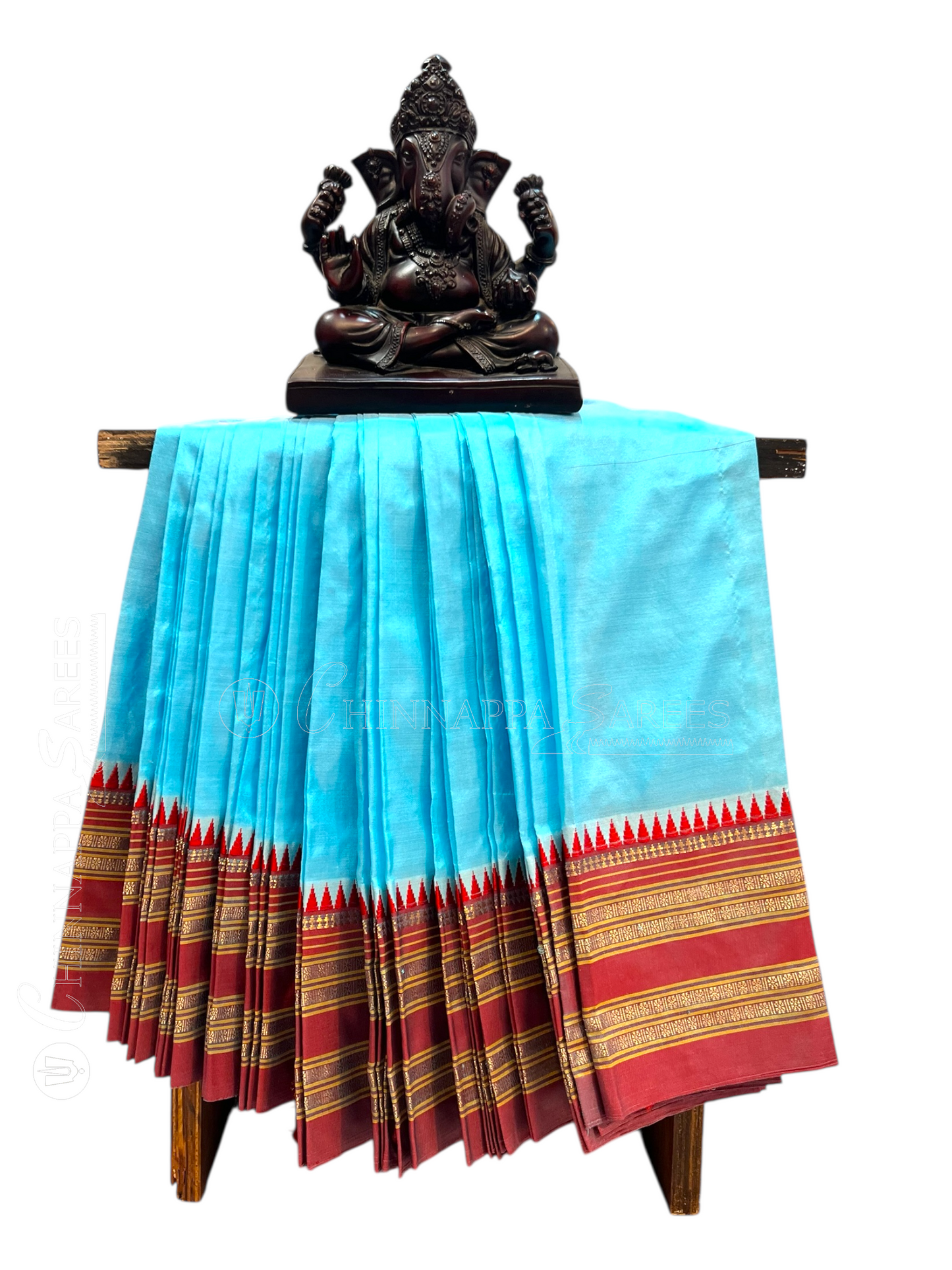 Narayanpet Plain Light Blue pure Silk Saree