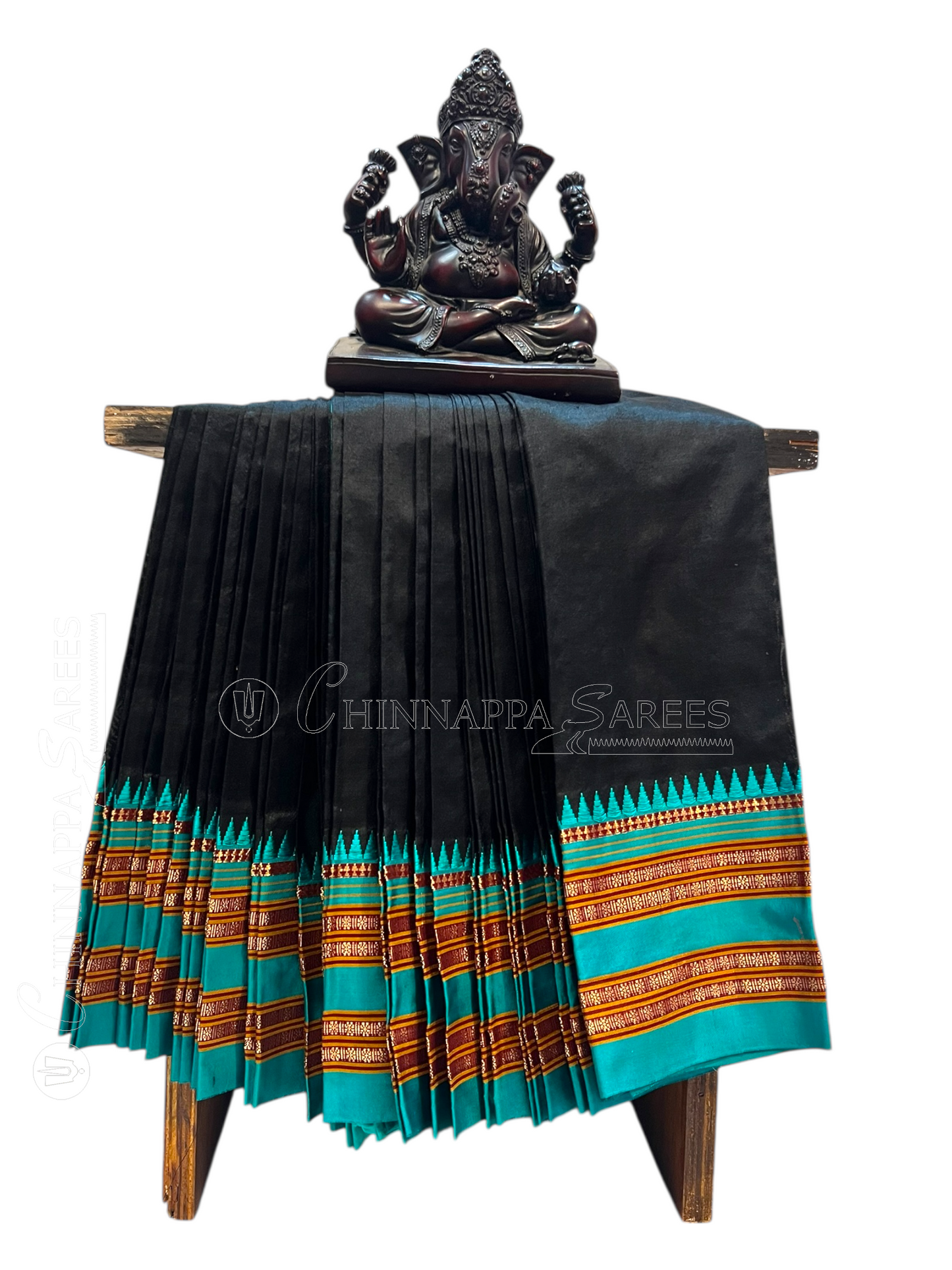Narayanpet Plain Black pure Silk Saree