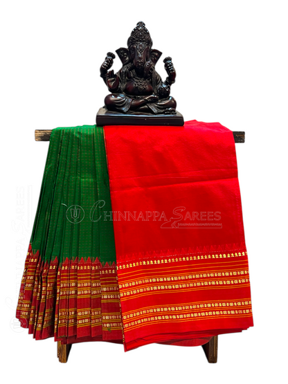 Narayanpet Checks Green Pure Silk Sarees