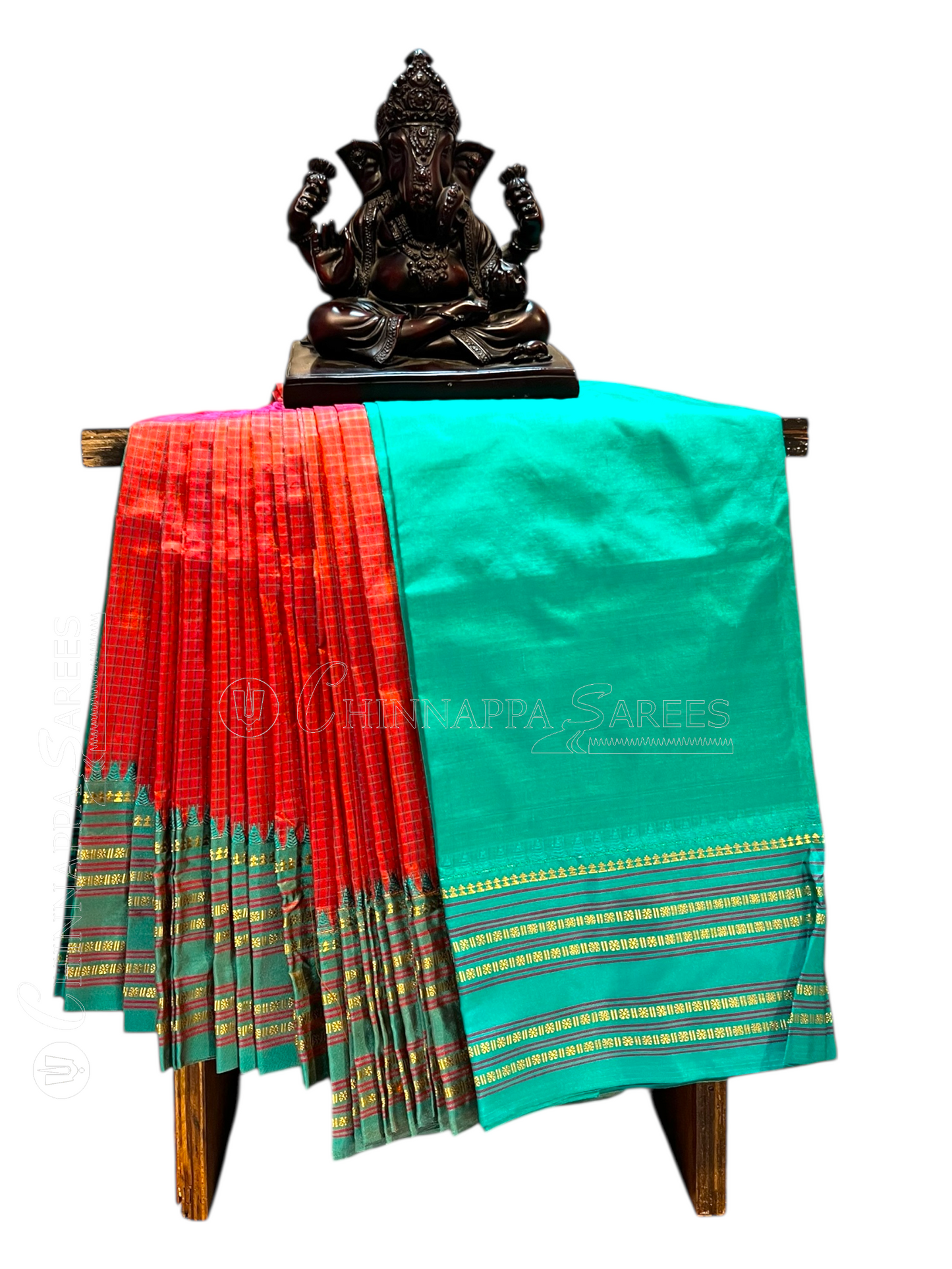 Narayanpet Checks Copper Pure Silk Saree