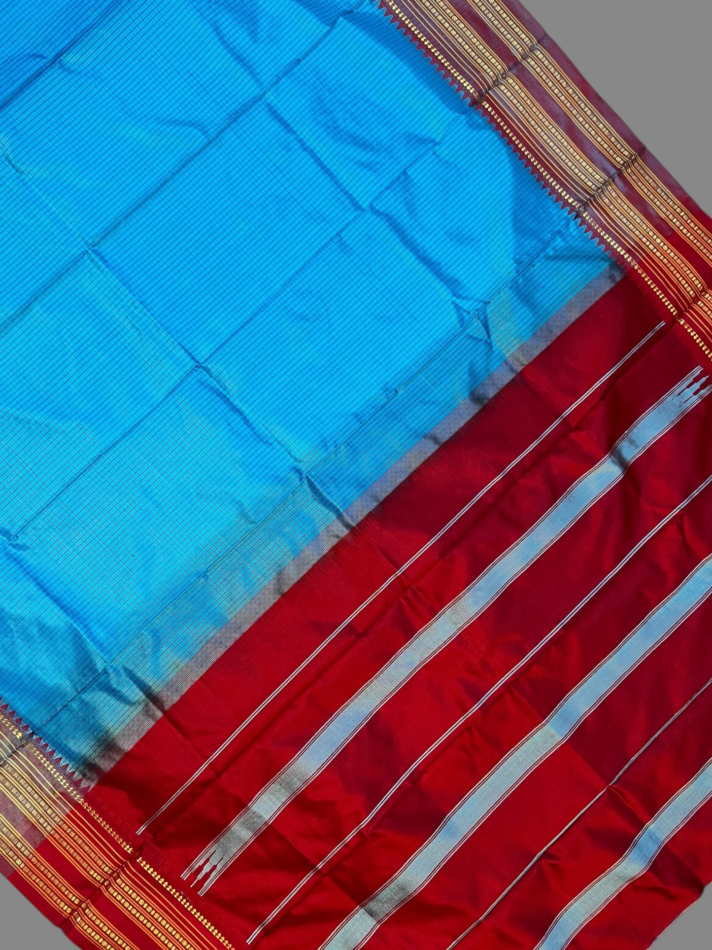 Narayanpet checks Blue Pure Silk Saree