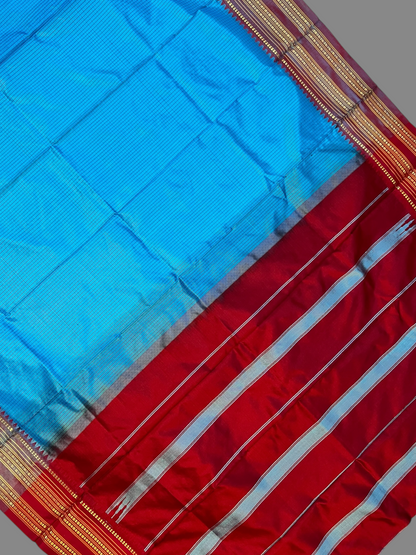 Narayanpet checks Blue Pure Silk Saree