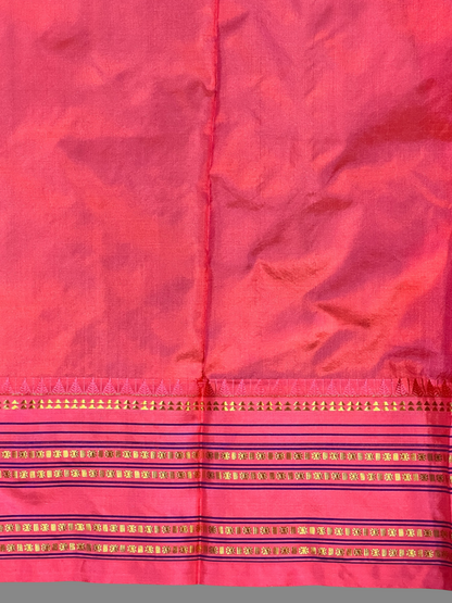 Narayanpet Checks Navy Blue Pure Silk Saree