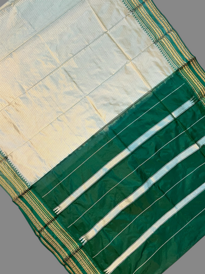 Narayanpet Checks Light Rama Green Pure Silk Saree