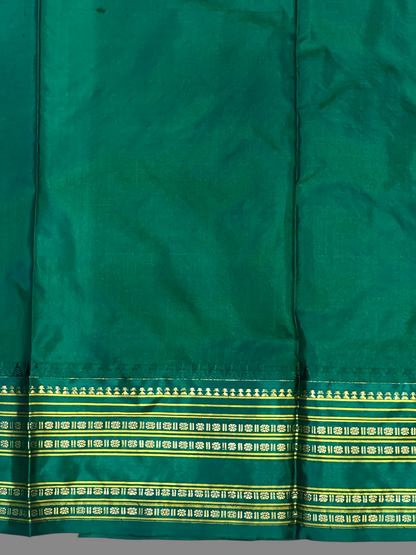 Narayanpet Checks Light Rama Green Pure Silk Saree