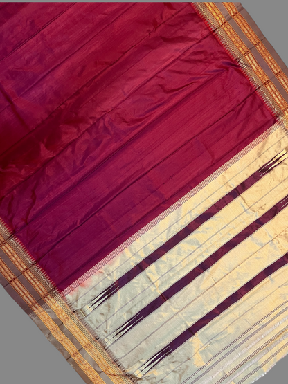 Narayanpet Plain Maroon colour pure Silk Saree