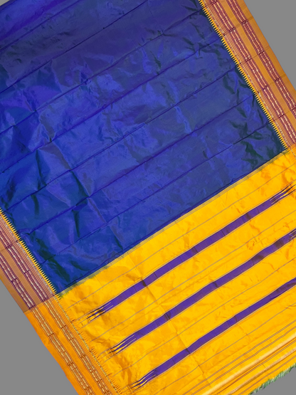 Narayanpet Plain Peacock Blue Pure Silk Saree