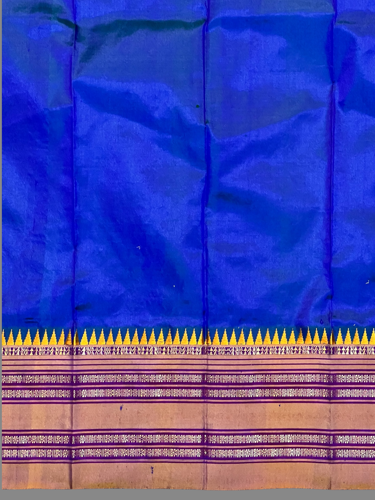 Narayanpet Plain Peacock Blue Pure Silk Saree