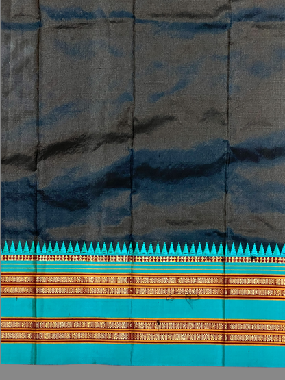 Narayanpet Plain Black pure Silk Saree