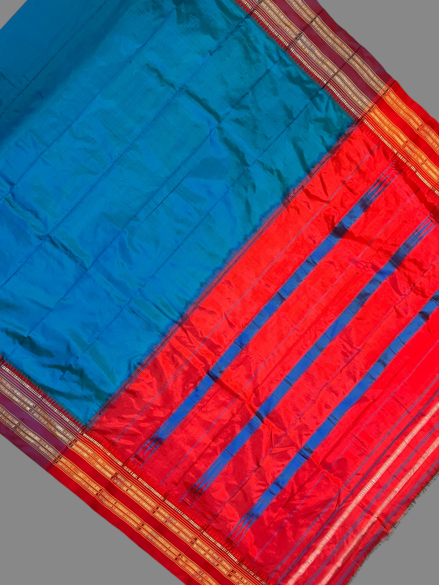 Narayanpet Plain Rama Blue Pure Silk Saree