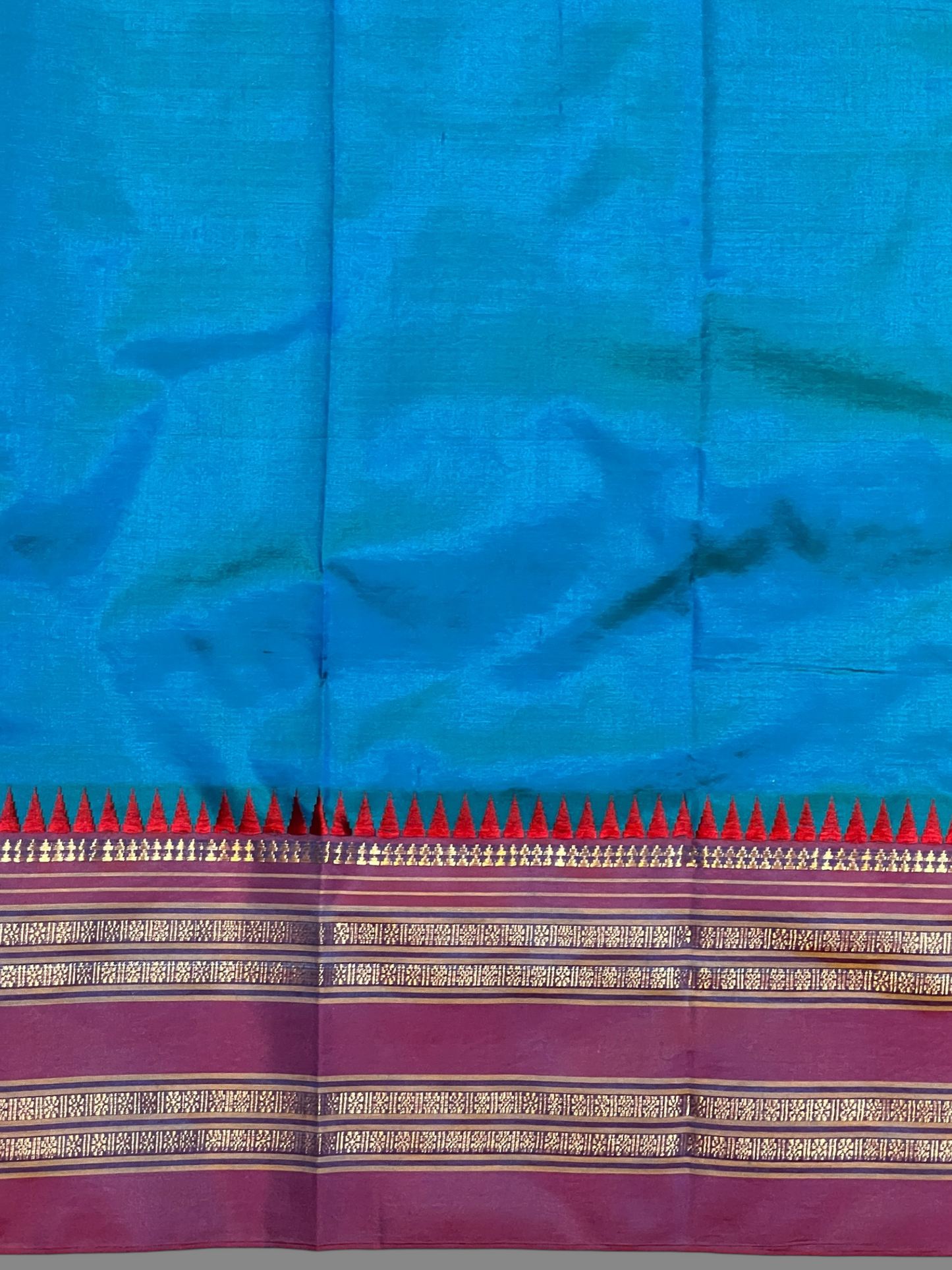 Narayanpet Plain Rama Blue Pure Silk Saree