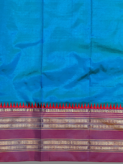 Narayanpet Plain Rama Blue Pure Silk Saree
