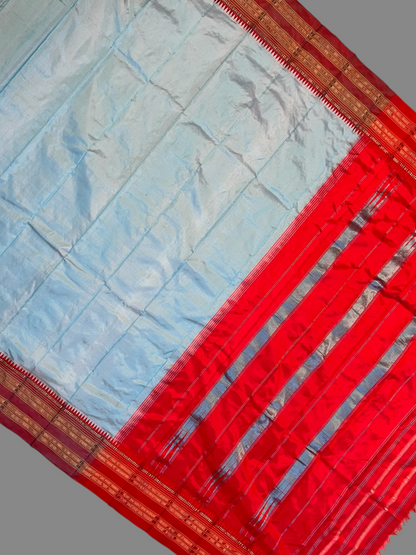 Narayanpet Plain Light Blue pure Silk Saree