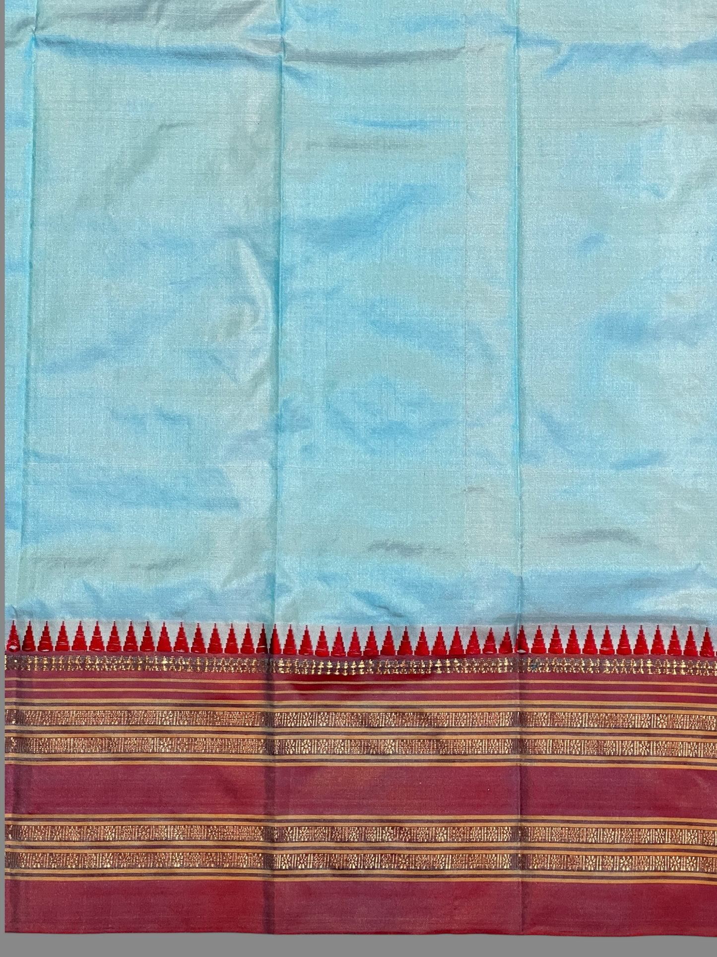 Narayanpet Plain Light Blue pure Silk Saree
