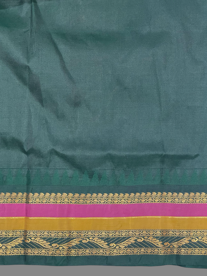 Gap Border Checks Soft Peach Pink Pure Silk Saree