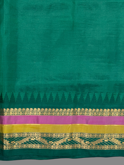 Gap Border Checks Royal Purple Pure Silk Saree