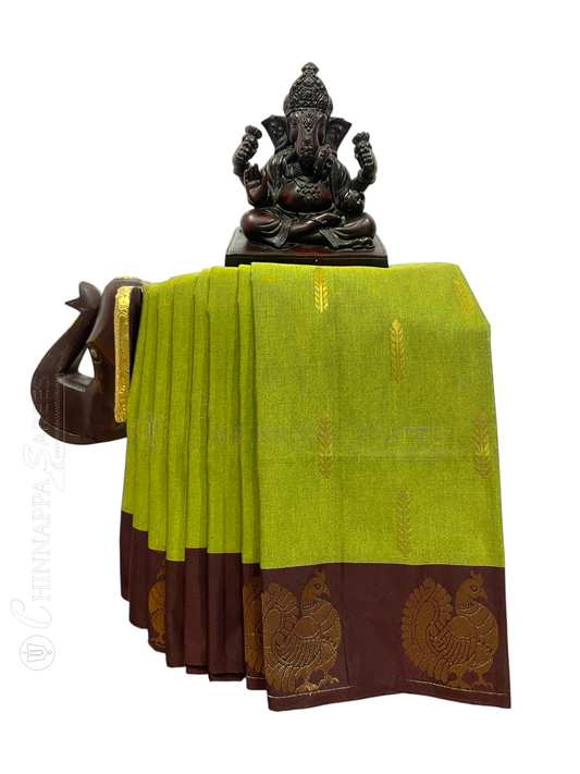 Parrot Green Semi Soft Silk Saree
