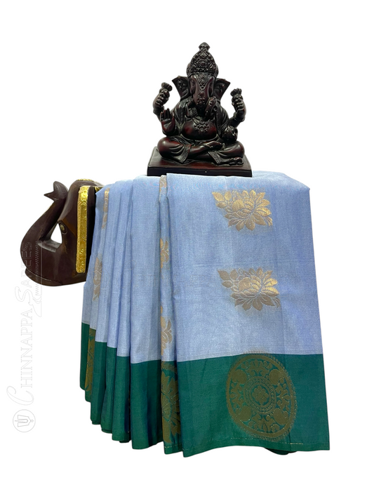 Sea Blue Semi Soft Silk Saree
