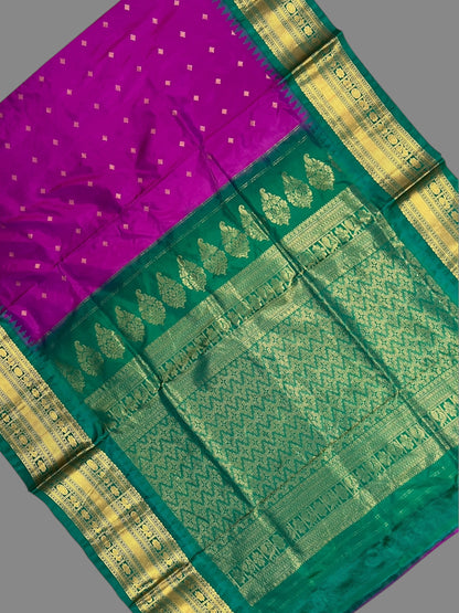 Kanchi Big Border Magenta Pure Silk Saree