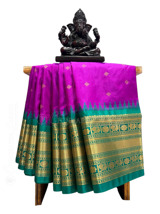 Kanchi Big Border Magenta Pure Silk Saree