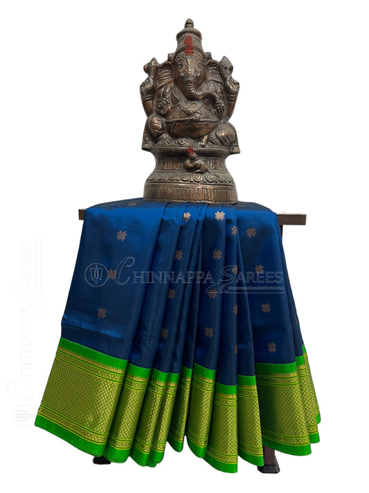 Paithani Navy Blue Pure Silk Saree